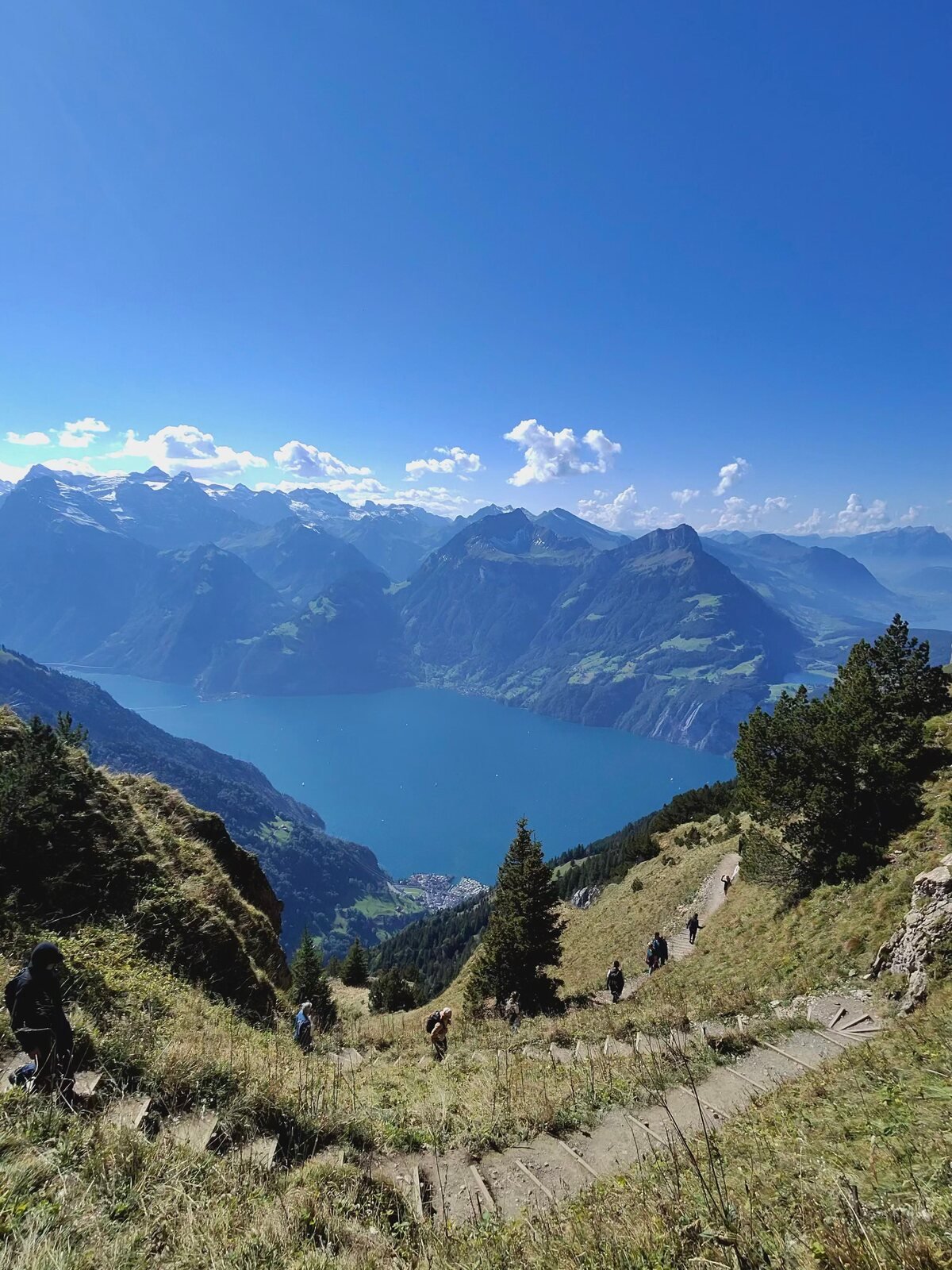 Mountain lake surrounded by the Swiss Alps near Stoos